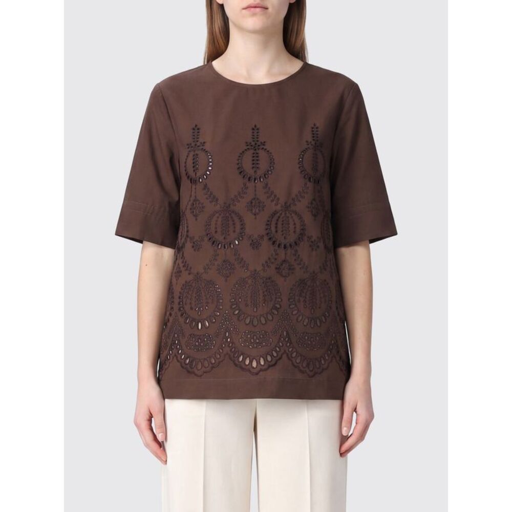 Parosh Women P.A.R.O.S.H. Broderie Anglaise Lace Crewneck Top